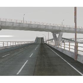 HIGHWAY AND BRIDGE SET - WITH STREETLAMP AND FENCES 3D model